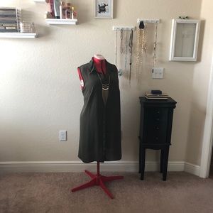 Olive button up plus size dress
